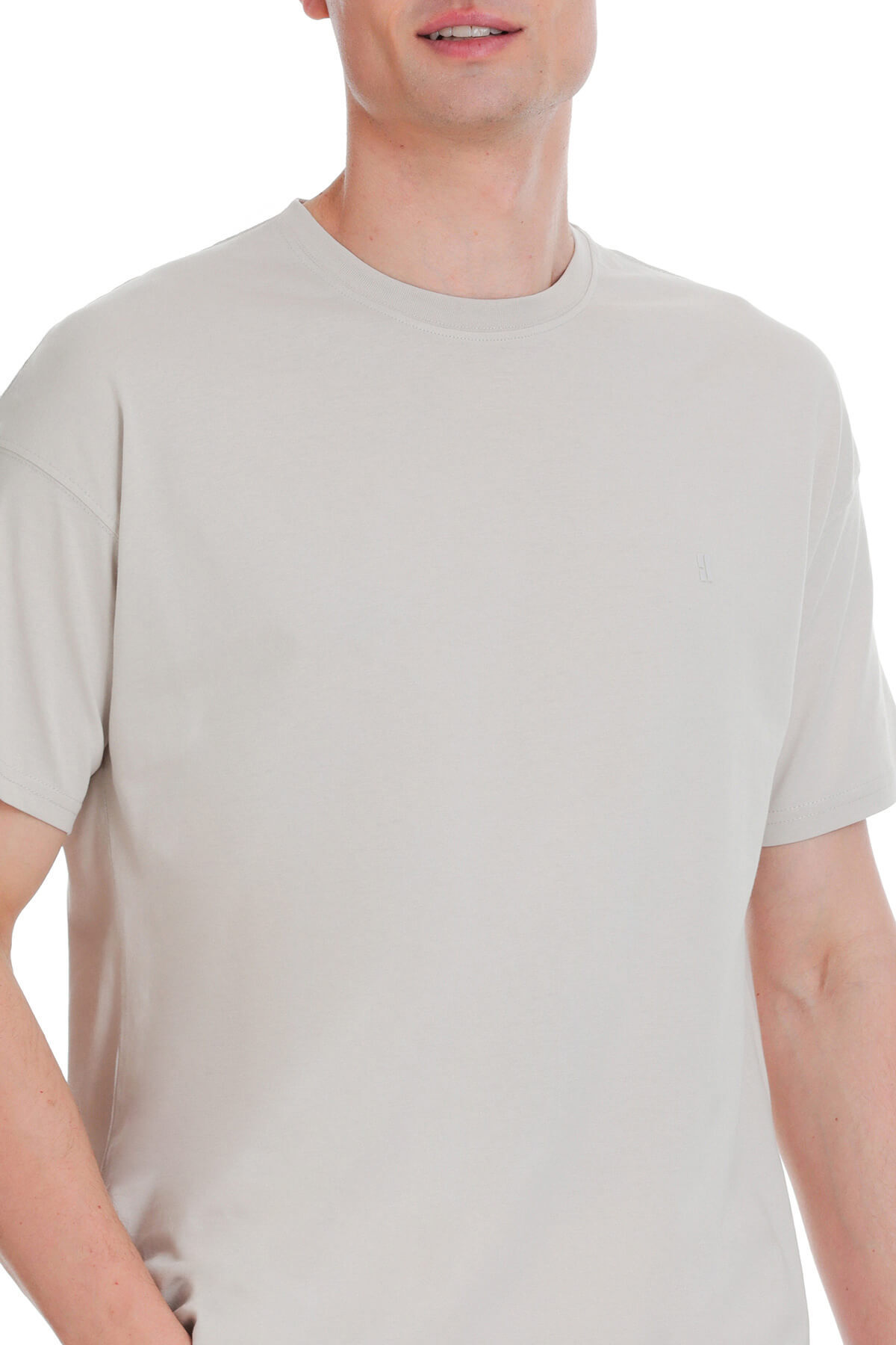 Taş Regular Fit 100% Pamuk Bisiklet Yaka Oversize Tişört - 14