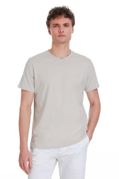 Taş Regular Fit 100% Pamuk V Yaka Tişört 