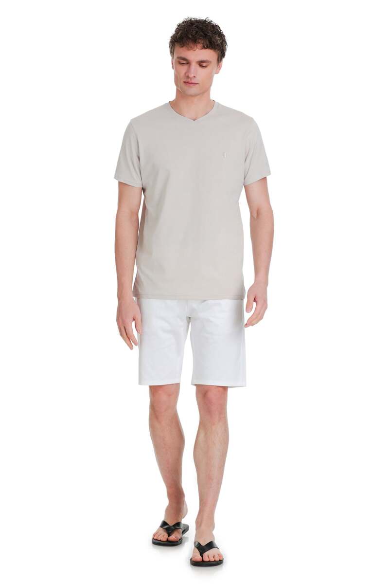 Taş Regular Fit 100% Pamuk V Yaka Tişört - HTML (1)