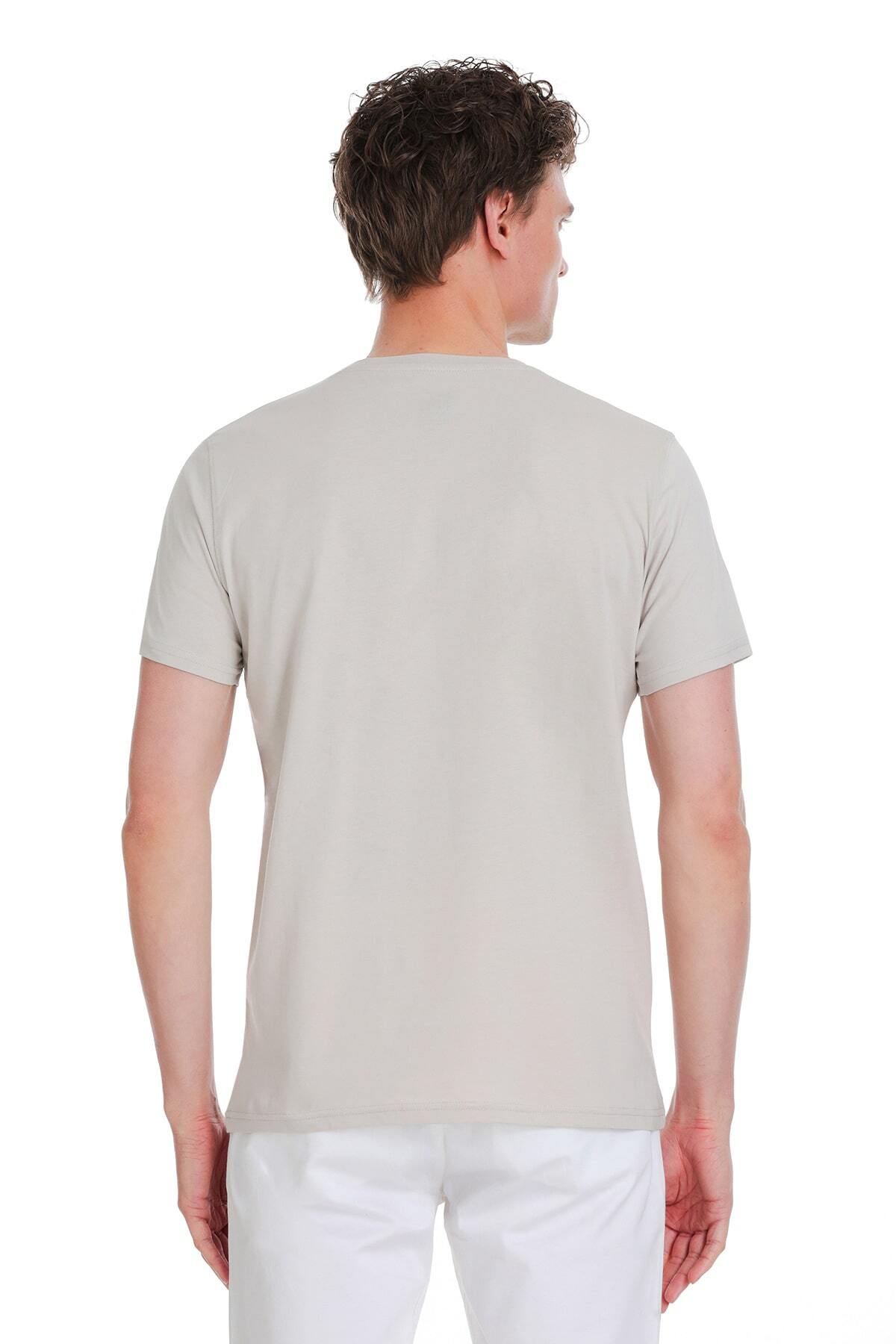 Taş Regular Fit 100% Pamuk V Yaka Tişört - 5