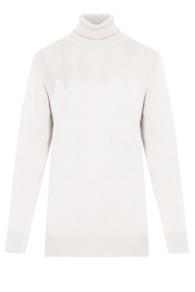 Taş Regular Fit Desenli Pamuklu Balıkçı Yaka Triko Kazak - 1