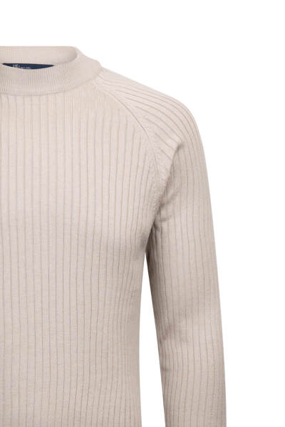 Taş Regular Fit Fitilli Çeyrek Balıkçı Yaka Pamuklu Triko Kazak - 3