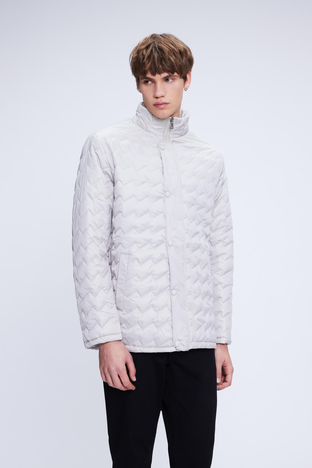 Taş Regular Fit Hakim Yaka Kapitone Mont - 1