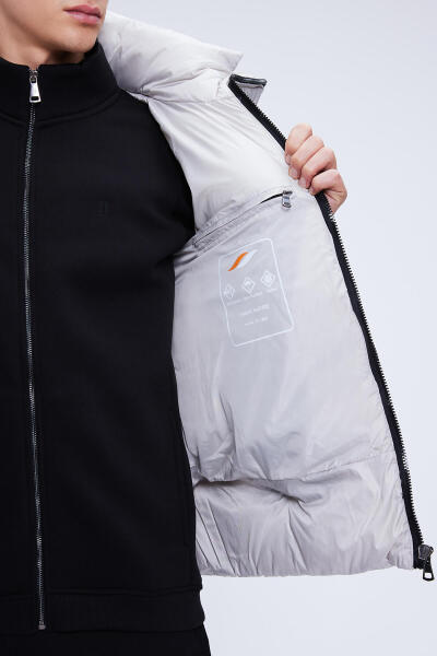 Taş Regular Fit Hakim Yaka Kapüşonlu Şişme Mont - 4