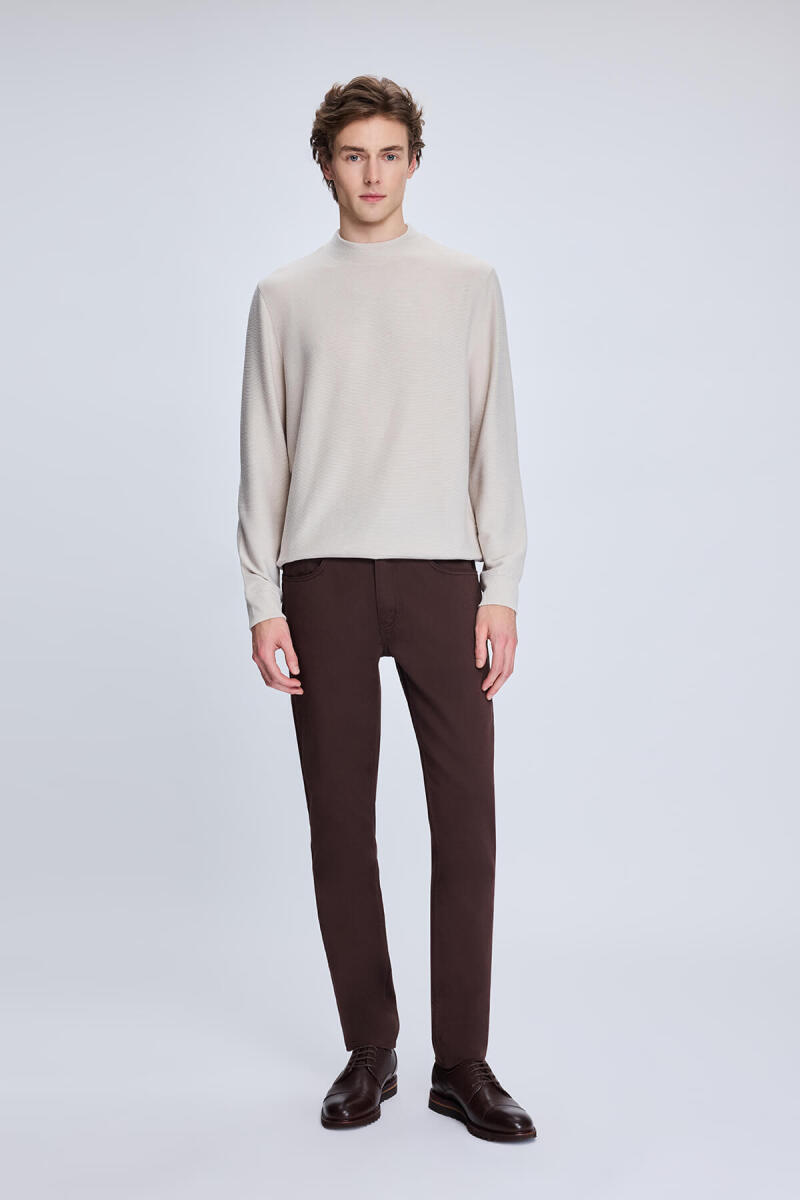 Taş Regular Fit Jakarlı Yarım Balıkçı Yaka Sweatshirt - Hatem Saykı (1)