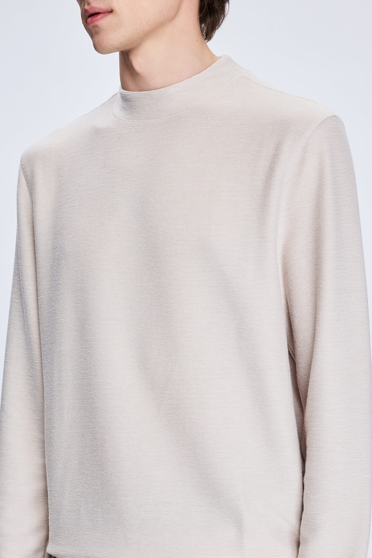 Taş Regular Fit Jakarlı Yarım Balıkçı Yaka Sweatshirt - 4