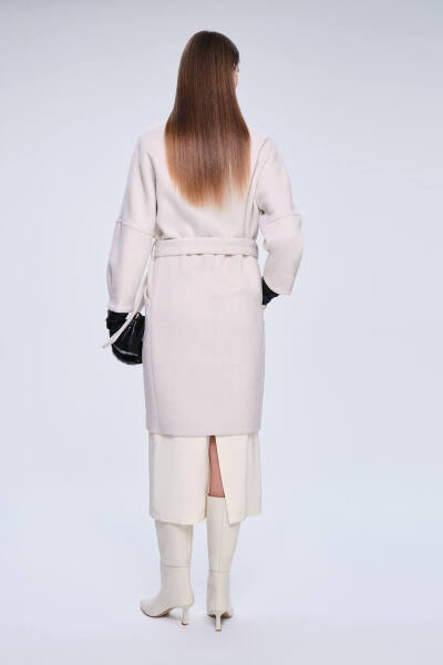 Saykı Woman Taş Regular Fit Mono Yaka Yünlü Manto - 2