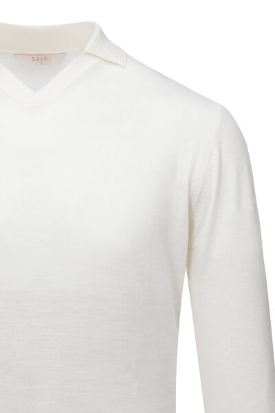 Taş Regular Fit Polo Yaka Yünlü Kazak - 2