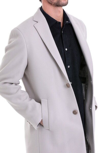 Taş Slim Fit Mono Yaka Yünlü Kaşe Palto - 12