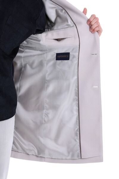 Taş Slim Fit Mono Yaka Yünlü Kaşe Palto - 13