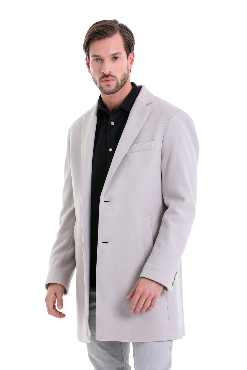 Taş Slim Fit Mono Yaka Yünlü Kaşe Palto - Hatemoğlu (1)