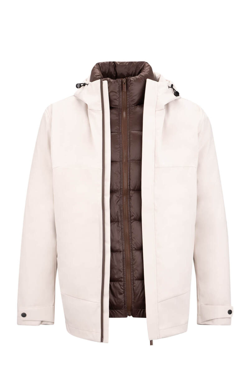 Taş Slim Fit Hakim Yaka Kapüşonlu Kaban - Saykı (1)