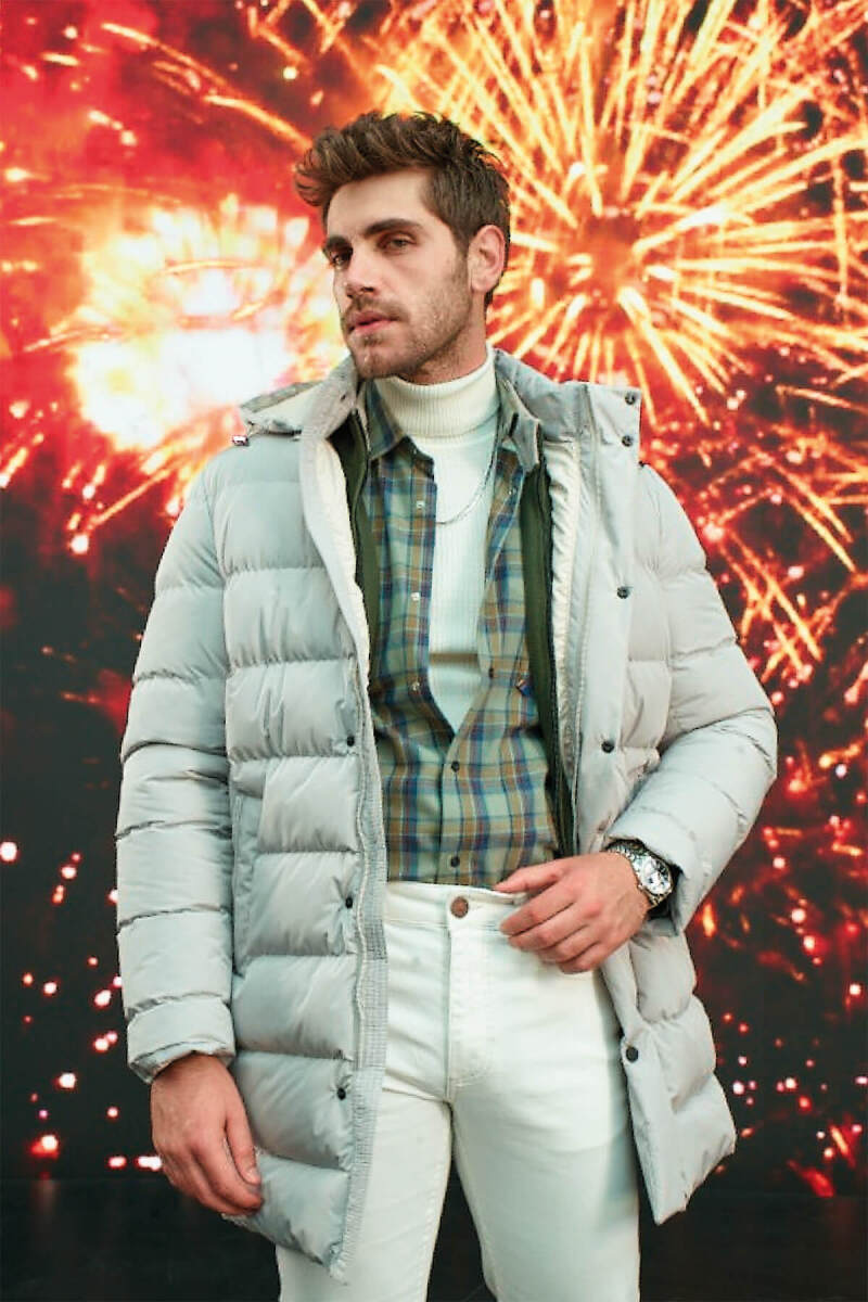 Taş Slim Fit Hakim Yaka Kapüşonlu Kaban - Hatem Saykı