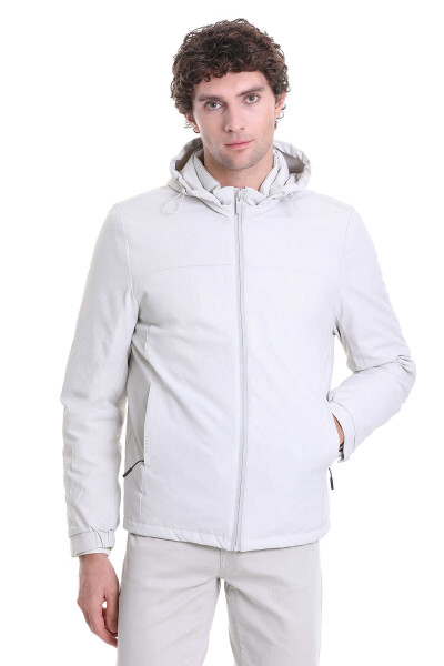 Taş Slim Fit Hakim Yaka Kapüşonlu Kaz Tüyü Mont 