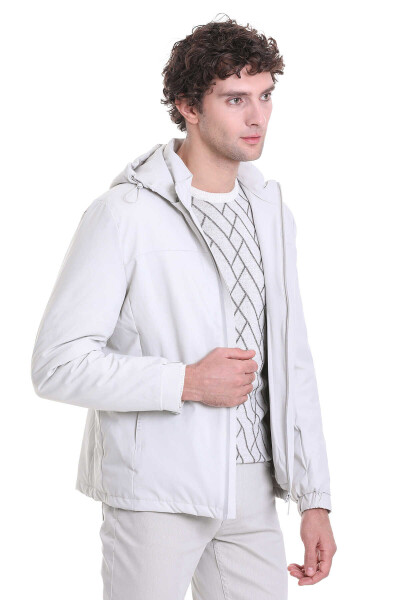 Taş Slim Fit Hakim Yaka Kapüşonlu Kaz Tüyü Mont - 3