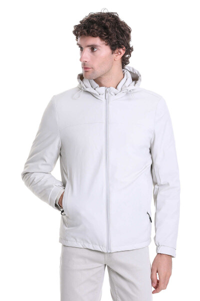 Taş Slim Fit Hakim Yaka Kapüşonlu Kaz Tüyü Mont - 4