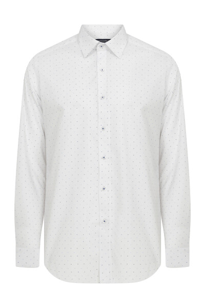Slim Fit Desenli Beyaz Spor Gömlek - 3