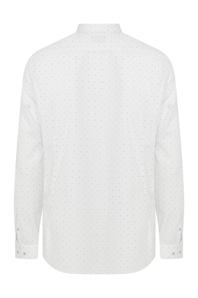 Slim Fit Desenli Beyaz Spor Gömlek - 4