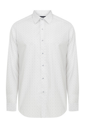 Slim Fit Desenli Beyaz Spor Gömlek - 5