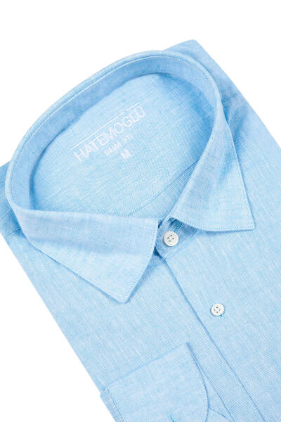 Turkuaz Slim Fit Gömlek - 4