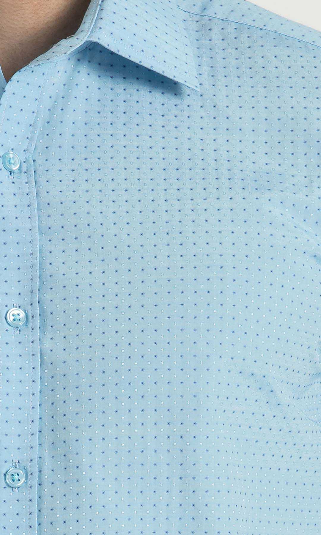 Desenli Slim Fit Turkuaz Gömlek - 5