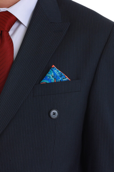 Turuncu Desenli Klasik Saten Cep Mendili - 2