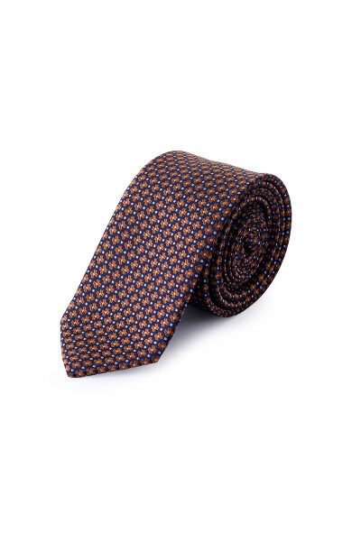 Turuncu Desenli Micro Casual Kravat - 2