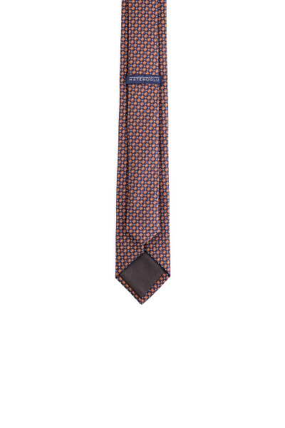 Turuncu Desenli Micro Casual Kravat - 4
