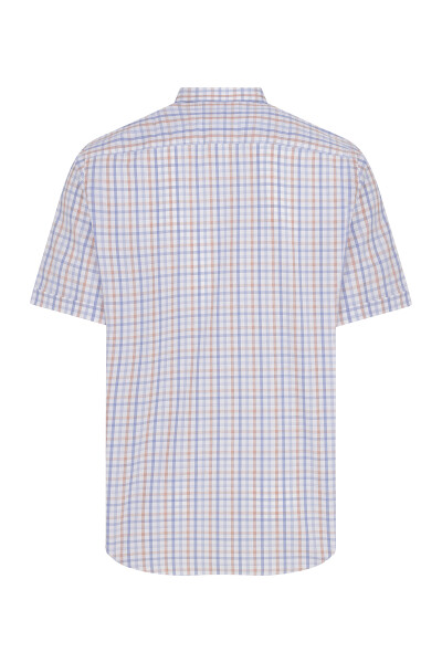 Kısa Kol Turuncu Kareli Klasik Gömlek - 2