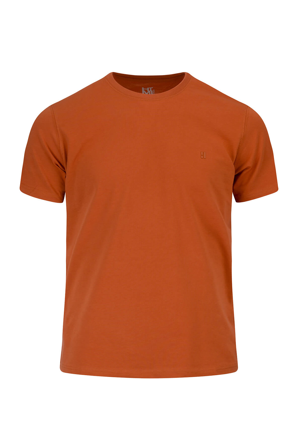 Turuncu Regular Fit Bisiklet Yaka 100% Pamuk Tişört - 2