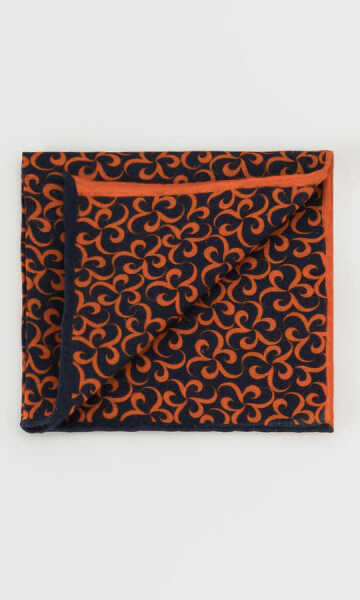 Desenli Turuncu Keten Mendil - 5