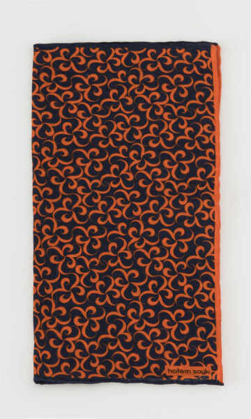 Desenli Turuncu Keten Mendil - 7