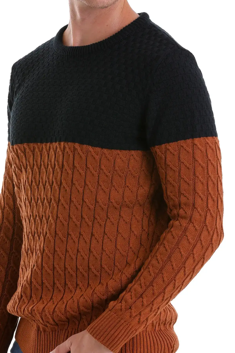 Tütün Comfort Fit Pamuklu Bisiklet Yaka Casual Triko Kazak - HTML (1)