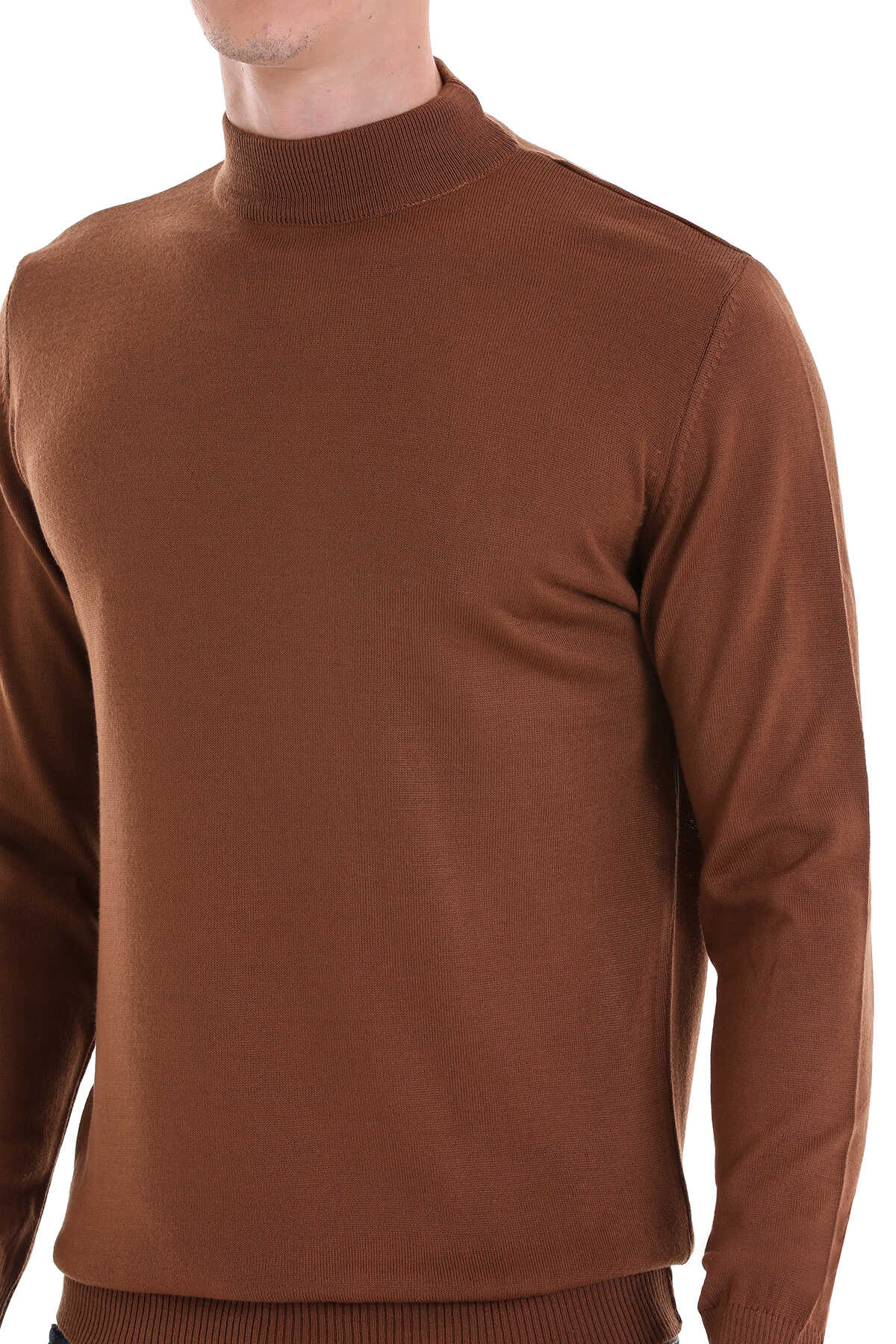 Tütün Regular Fit Yarım Balıkçı Yaka Yünlü Triko Kazak - 5