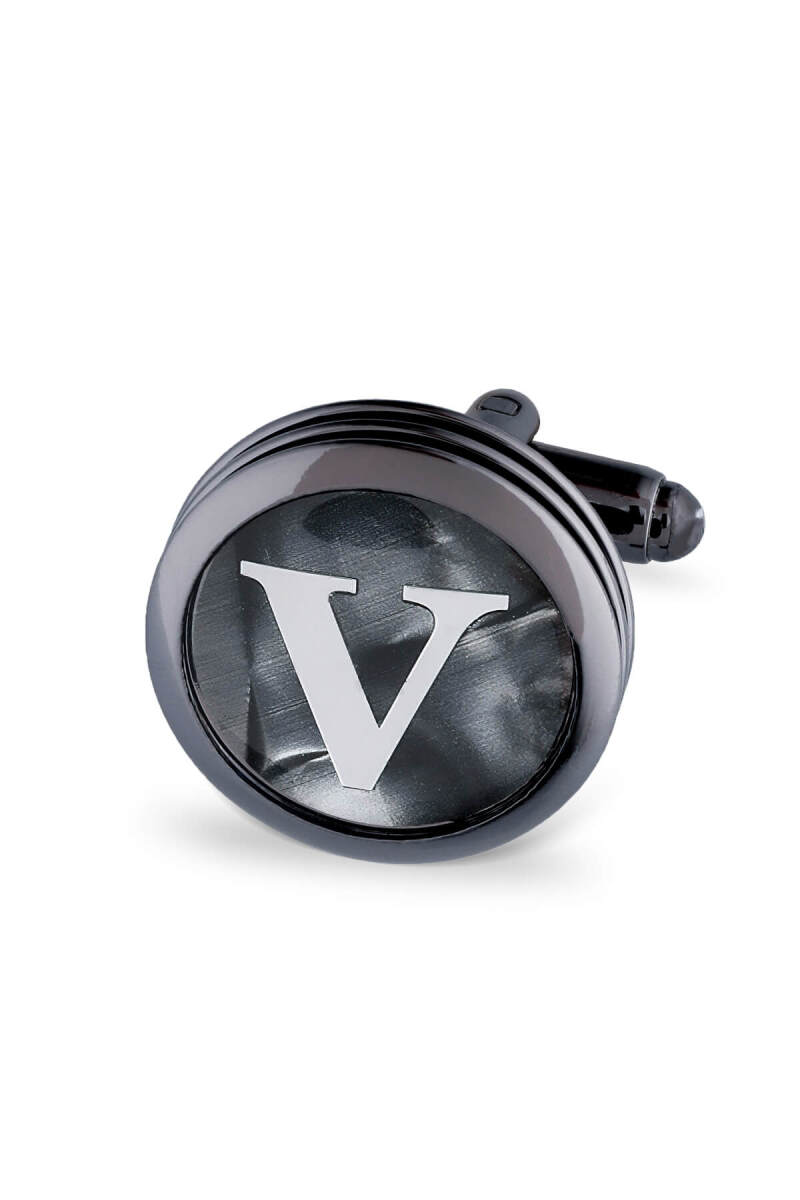 V Harfli Yuvarlak Tekli Kol Düğmesi - HATEMOĞLU