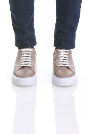 Vizon Casual Bağcıklı Deri Sneakers - Thumbnail