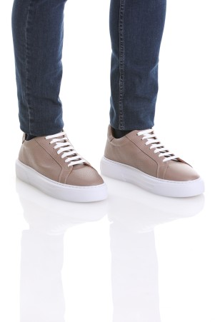 Vizon Casual Bağcıklı Deri Sneakers - Thumbnail