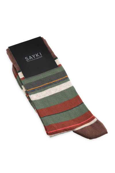 Vizon Çizgili Desenli Çorap - 1