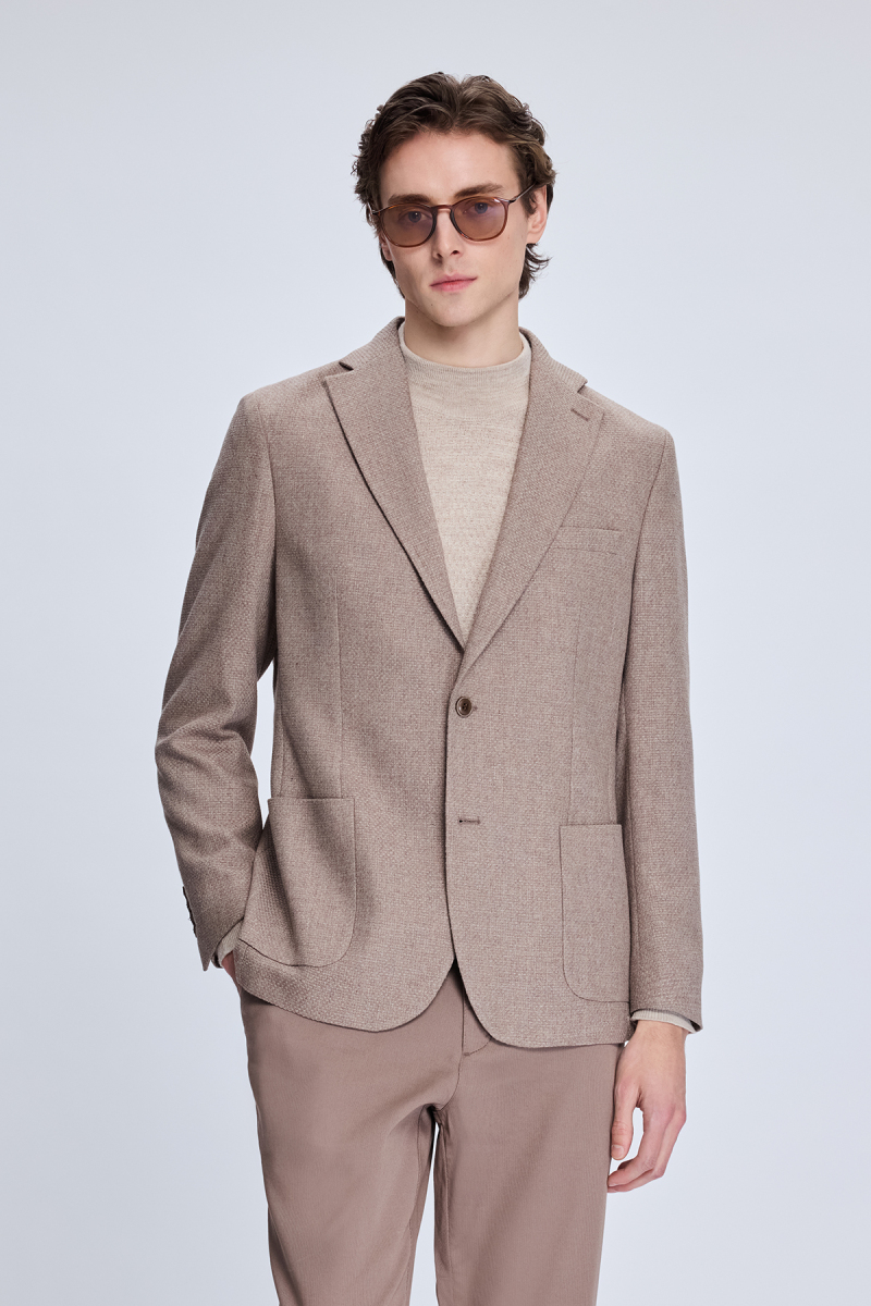 Vizon Comfort Fit Desenli Mono Yaka Ceket - Hatem Saykı