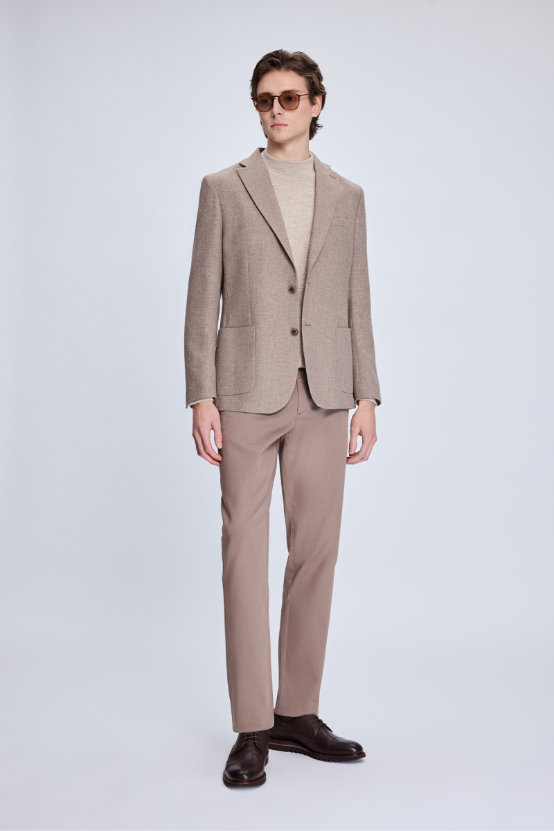 Vizon Comfort Fit Desenli Mono Yaka Ceket - Hatem Saykı (1)