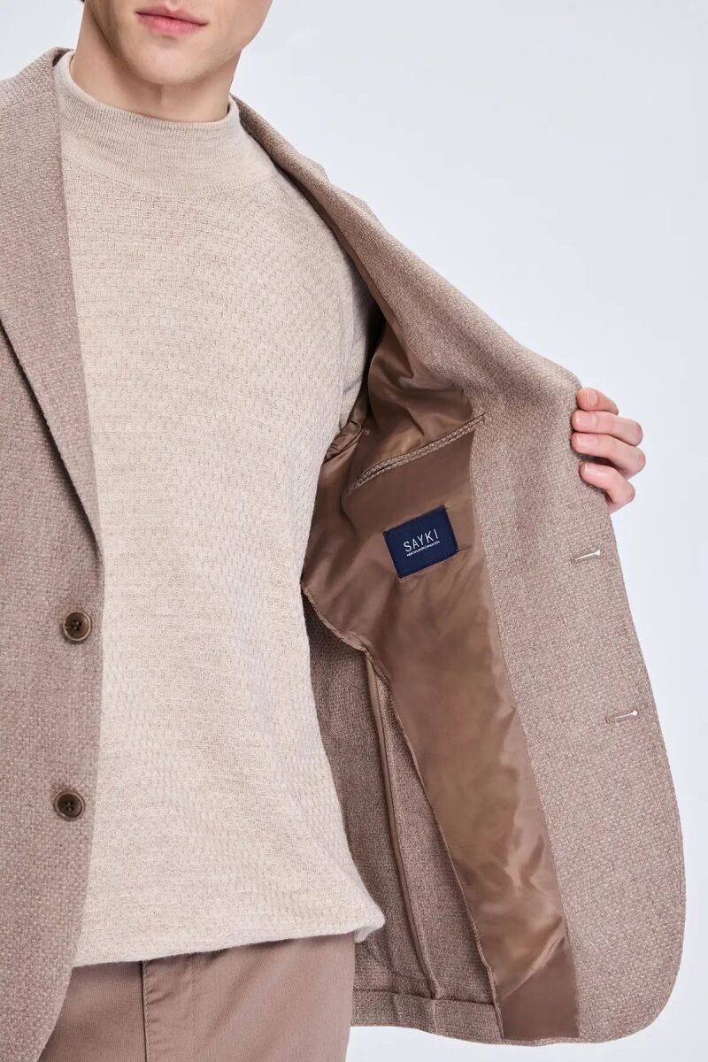 Vizon Comfort Fit Desenli Mono Yaka Ceket - Hatem Saykı (1)