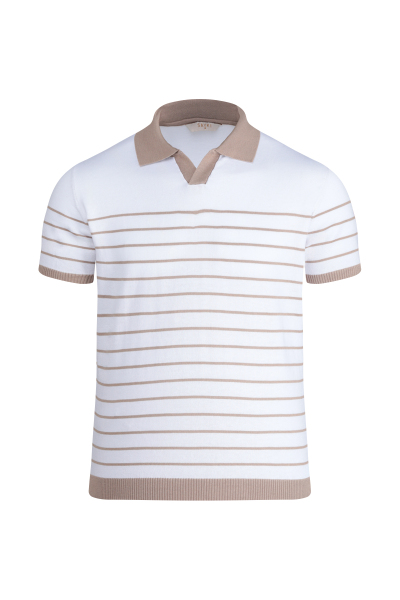 Vizon Regular Fit Apaş Yaka Pamuklu Tişört - 1