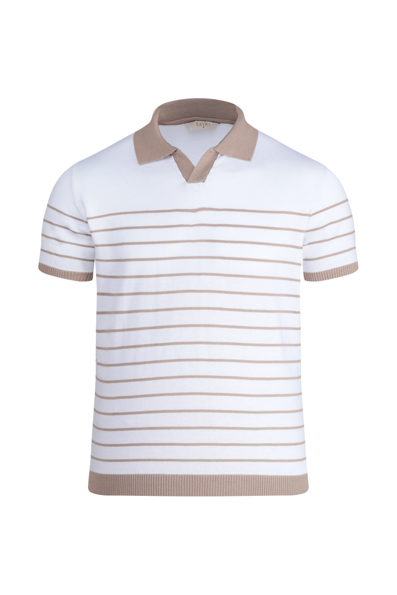 Vizon Regular Fit Apaş Yaka Pamuklu Tişört - Hatemoğlu