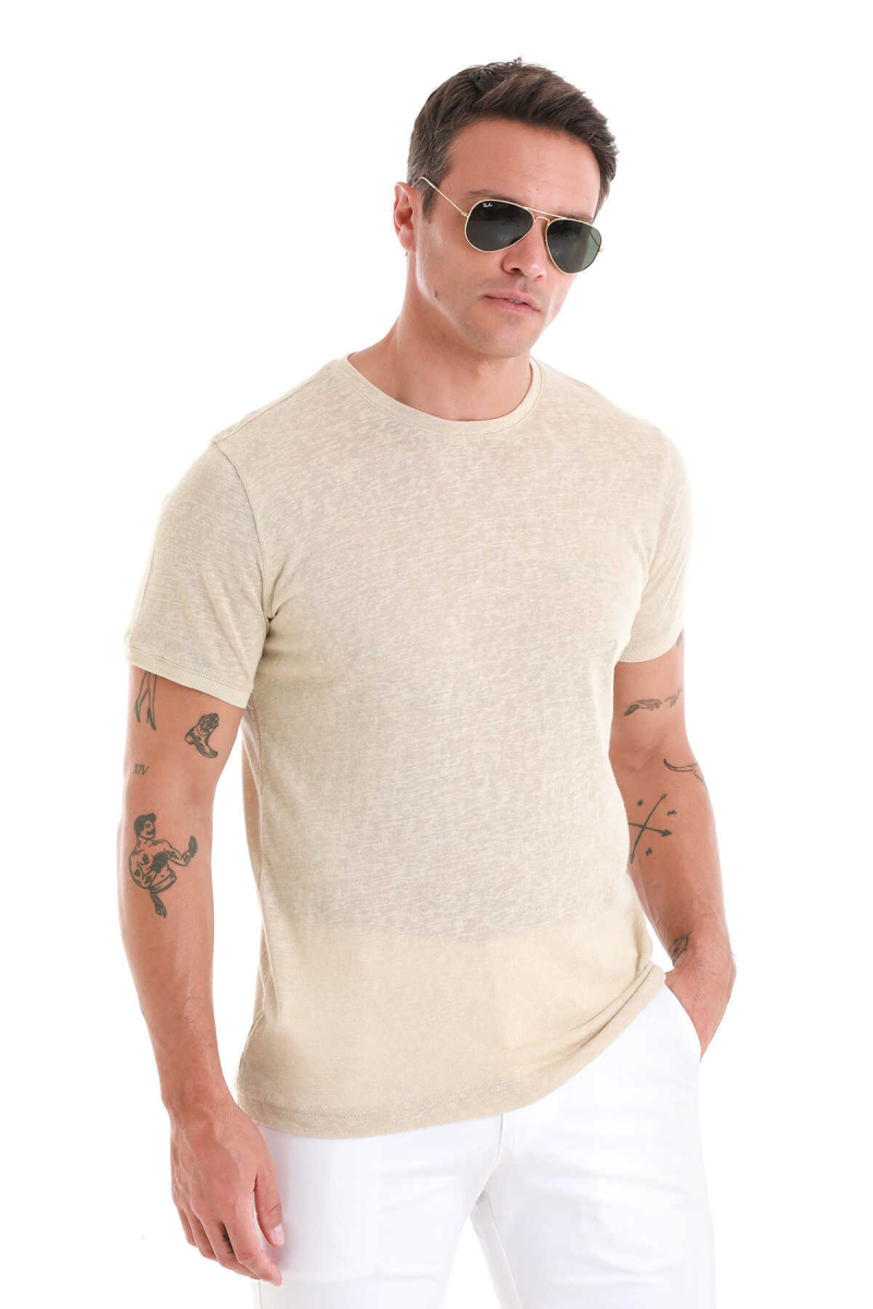 Vizon Regular Fit Bisiklet Yaka Pamuklu Tişört - Hatem Saykı