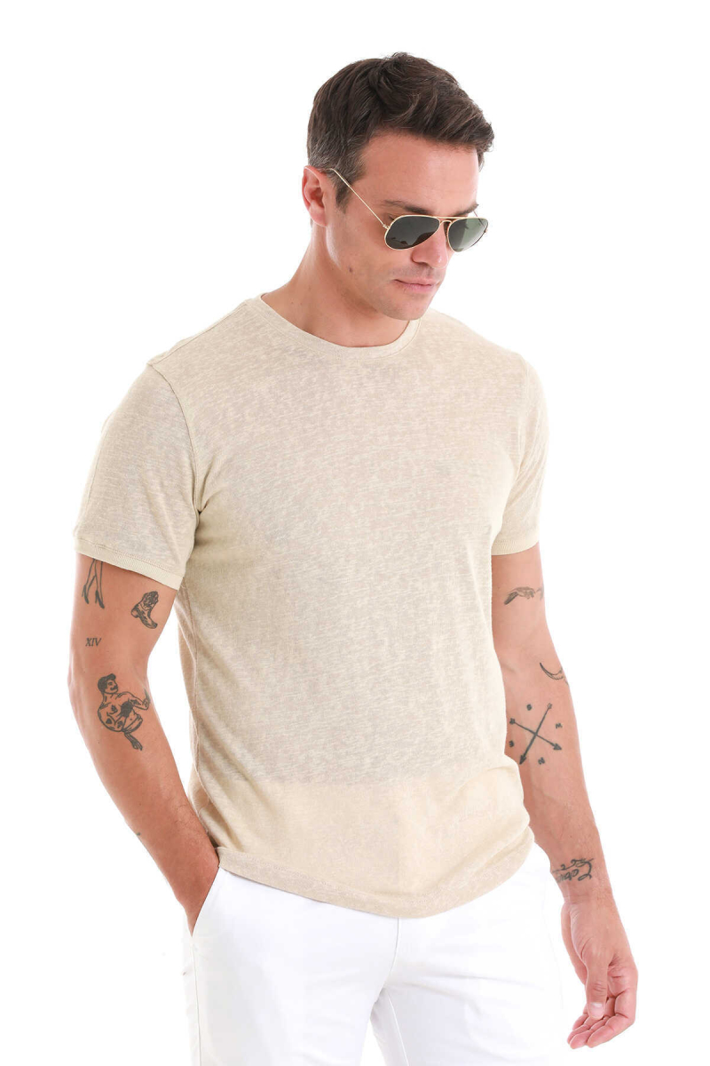 Vizon Regular Fit Bisiklet Yaka Pamuklu Tişört - Hatem Saykı (1)