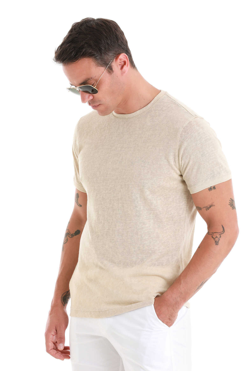 Vizon Regular Fit Bisiklet Yaka Pamuklu Tişört - Hatem Saykı (1)