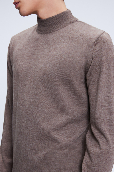 Vizon Regular Fit Düz Yarım Balıkçı Yaka Yünlü Triko Kazak - 4