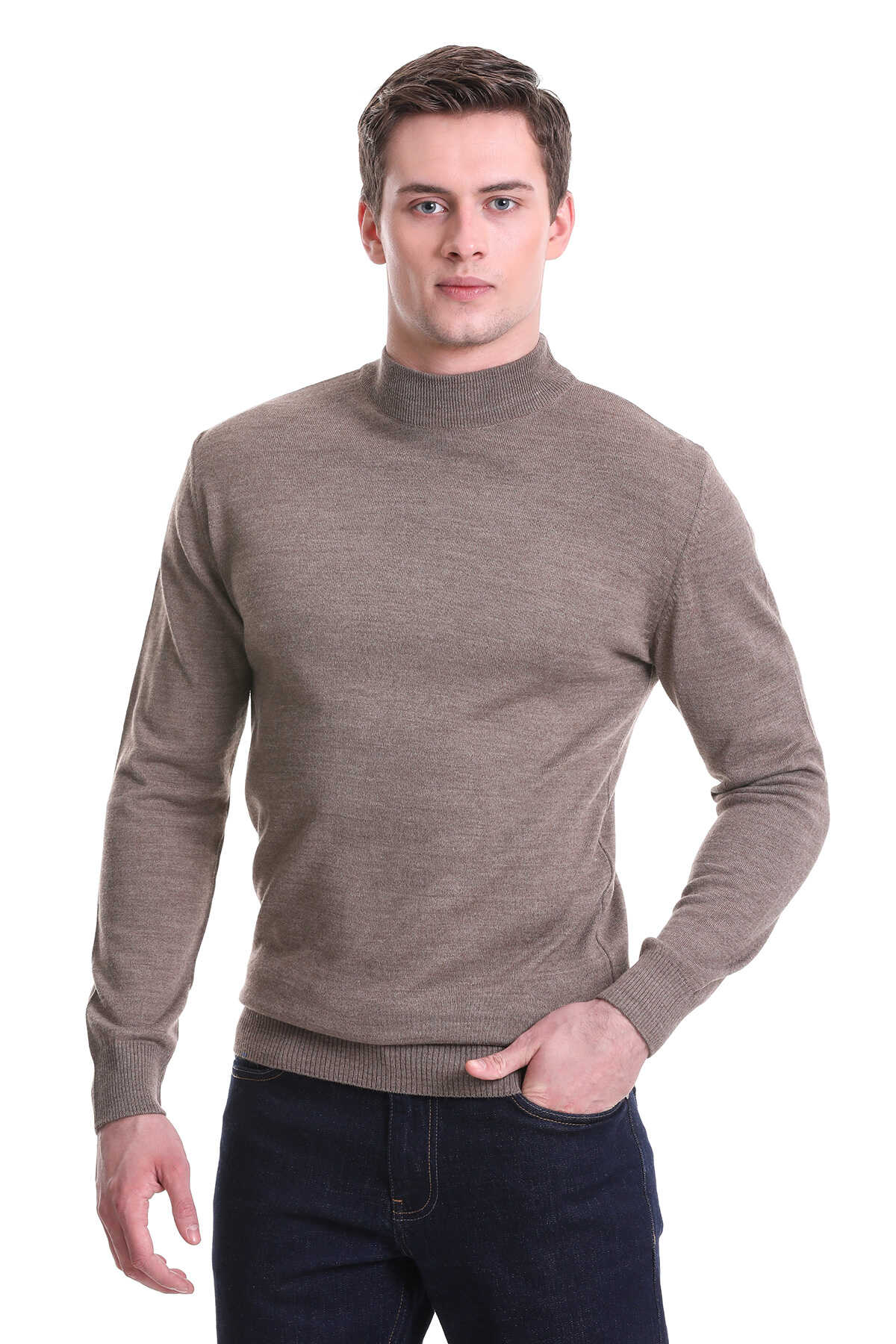 Vizon Regular Fit Yarım Balıkçı Yaka Yünlü Triko Kazak - 1