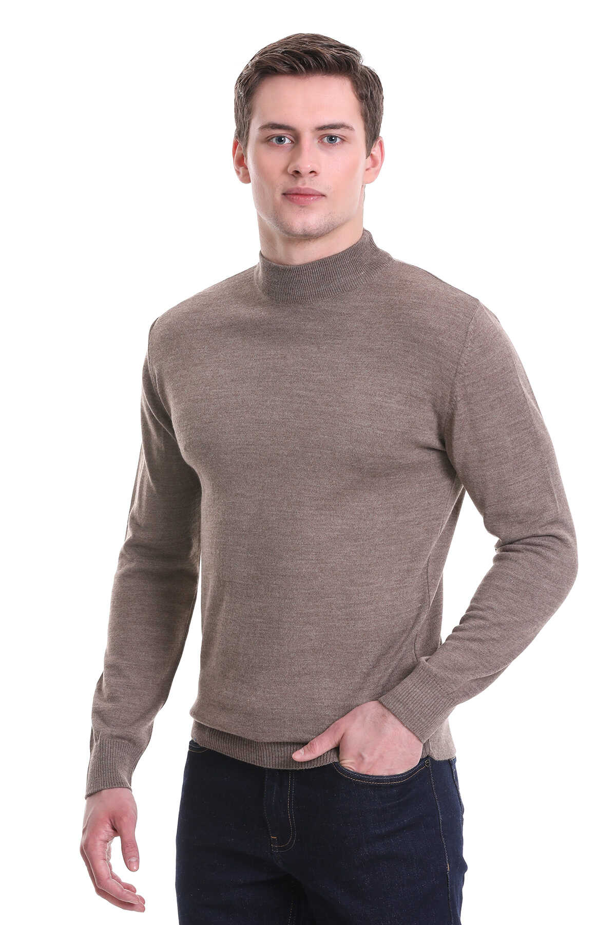 Vizon Regular Fit Yarım Balıkçı Yaka Yünlü Triko Kazak - 4