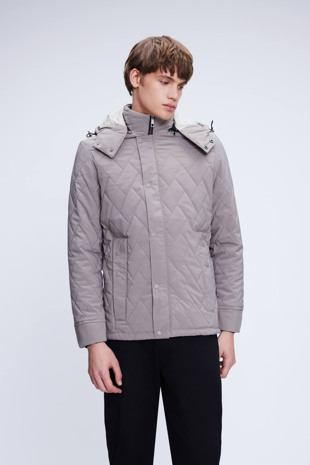 Vizon Regular Fit Hakim Yaka Kapitone Kapüşonlu Mont - 1